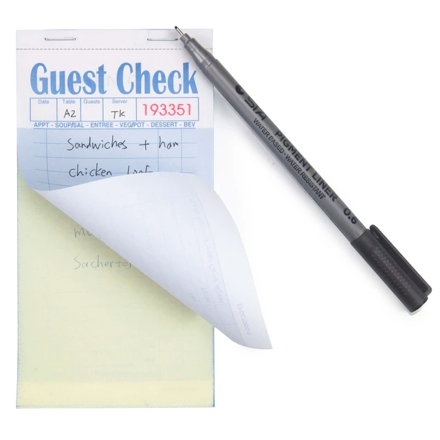 Alt view image 3 of 7 - Guest Check Books 3.5" x 6.7", 1000 Duplicates Server Note Pads Waitress Order Books with Copy Paper for Restaurants(20 Books)