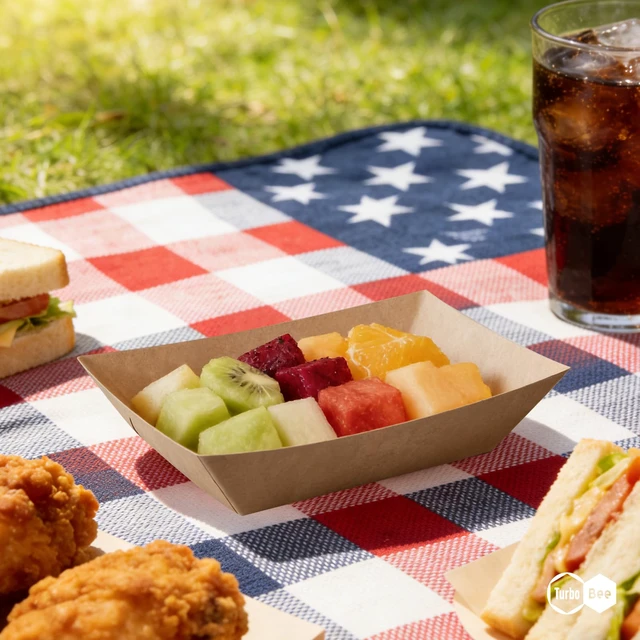 Alt view image 6 of 7 - Disposable Paper Food Trays 2lb, 300 Pack Bulk Brown Paper Boats - Heavy Duty Serving Trays for Fries, Tacos, Popcorn, Hot Dogs - Great for QSR Managers, Busy Families, Events