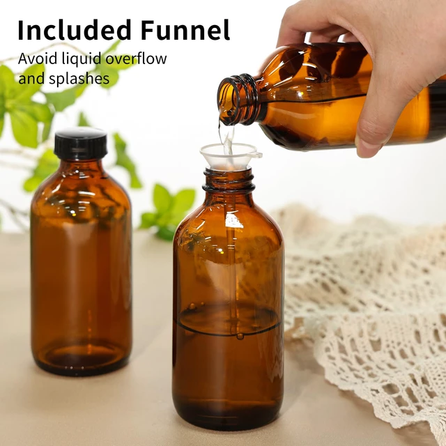 Alt view image 7 of 7 - 8oz Amber Glass Boston Round Bottles for Vanilla Extract, 24Pack Empty Brown Glass Bottles with Phenolic Polycone Caps, Airtight & Leak-Proof for Kombucha, Condiments, Essential Oils
