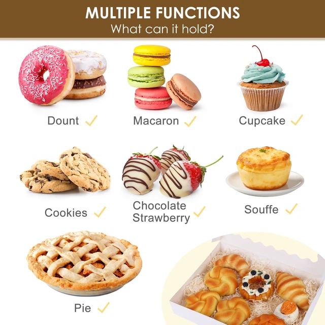 Alt view image 5 of 7 - 60pcs Bakery Boxes with Window, 14x10x2.5 Inch White Treat Boxes
