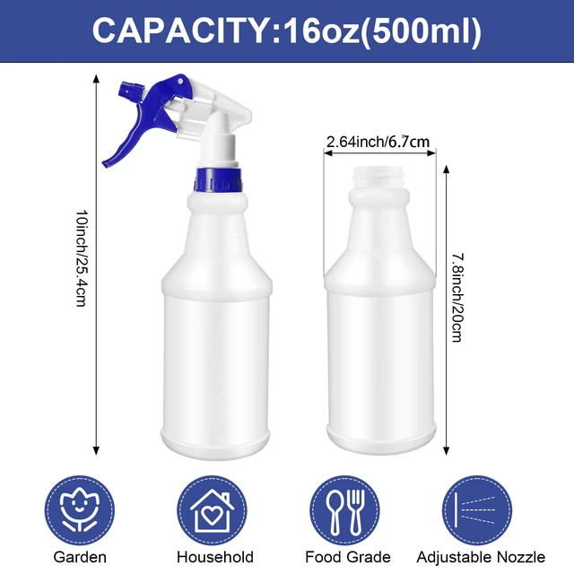 Alt view image 2 of 6 - 12 Pcs 16 Oz Plastic Spray Bottles Reusable adjustable sprayers for water, cleaners, plants and household tasks; bulk pack for home or commercial use