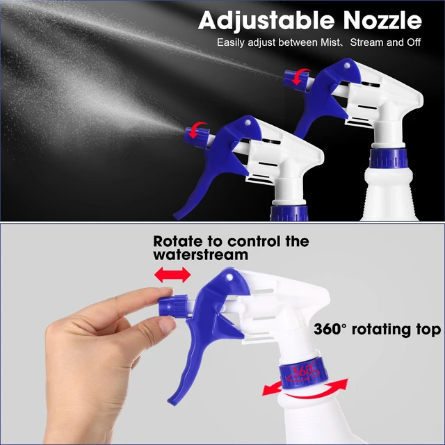 Alt view image 4 of 7 - 12 Pcs 16 Oz Plastic Spray Bottles Reusable adjustable sprayers for water, cleaners, plants and household tasks; bulk pack for home or commercial use