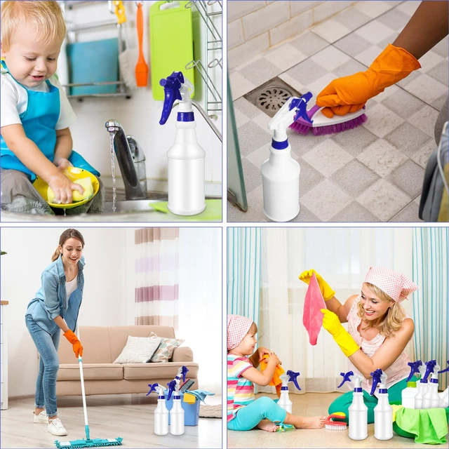 Alt view image 5 of 6 - 12 Pcs 16 Oz Plastic Spray Bottles Reusable adjustable sprayers for water, cleaners, plants and household tasks; bulk pack for home or commercial use