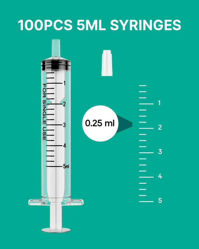 Alt view image 2 of 7 - 100 Pack 5ml Oral Syringes for Liquid without Needle Individually Wrapped with cap, clear scale, non-slip bottom for pet feeding, liquid dispensing, scientific labs, plant cultivation and crafts