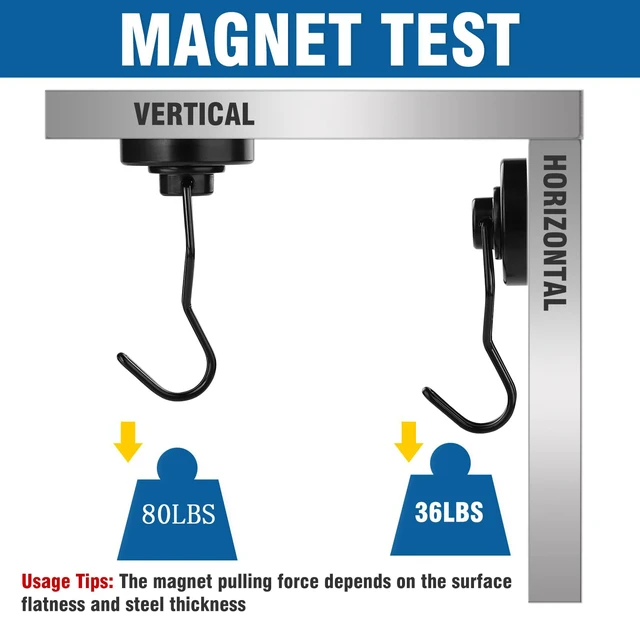 Alt view image 3 of 5 - Swivel Swing Magnetic Hook 80LBS Heavy Duty Magnetic Hook 10 Pack Strong Neodymium Magnetic Magnets for Cruise Cabins Refrigerator Hanging Garage Workshop Office and Kitchen Black