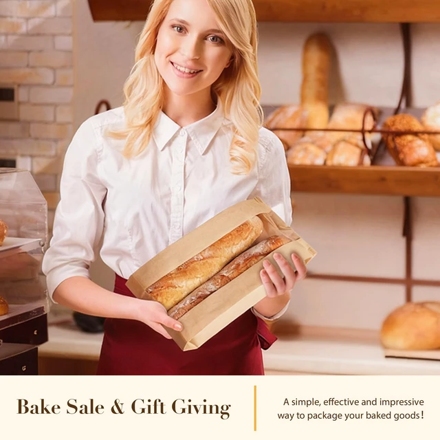 Alt view image 7 of 7 - 200 Pcs Long Paper Bread Bags with Tabs for Homemade Sourdough Resealable Bakery Bags with Window for Oval Sourdough Bread, Loaves, Pastries, Baguettes (6.3x2.7×13.7 Inches)