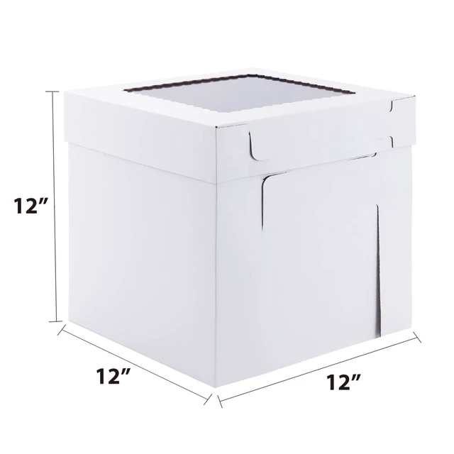 Alt view image 2 of 7 - Tall Cake Boxes for Tier Cakes,12x12x12 Inch 10 Pack Thick Sturdy Bakery Box with Window,White Wedding Cake Boxes,Layer Cake Carrier,Disposable Cake Containers