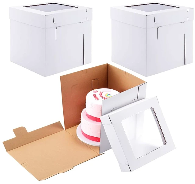 Main image of Tall Cake Boxes for Tier Cakes,12x12x12 Inch 10 Pack Thick Sturdy Bakery Box with Window,White Wedding Cake Boxes,Layer Cake Carrier,Disposable Cake Containers