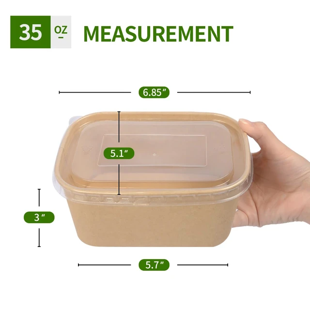 Alt view image 2 of 7 - 35 oz Paper Meal Prep Containers with Lids 50 Pack Hot and Cold Use Microwavable Meal Prep Containers Disposable for Food Prep, Freezer Storage and Catering Take Out, 50 Bowls 50 Lids