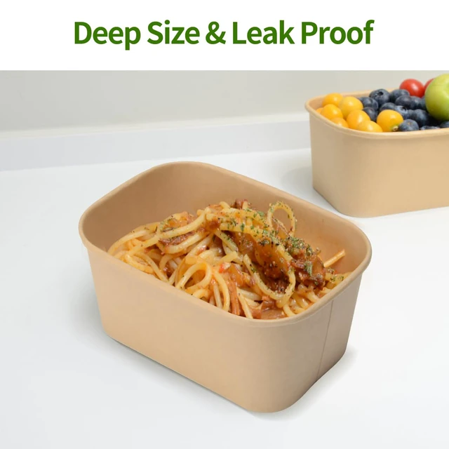Alt view image 4 of 7 - 35 oz Paper Meal Prep Containers with Lids 50 Pack Hot and Cold Use Microwavable Meal Prep Containers Disposable for Food Prep, Freezer Storage and Catering Take Out, 50 Bowls 50 Lids
