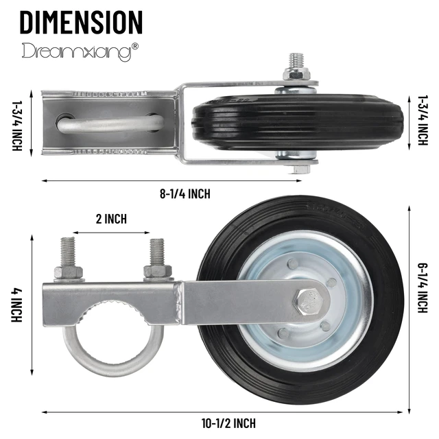 Alt view image 2 of 7 - Gate Wheel Kit for Supporting Swing Metal Tube Gate With 1-5/8" Thru 2" Frames, 6" Heavy Duty Farm Wheel for Chain Link Fence, Prevent Dragging, Black