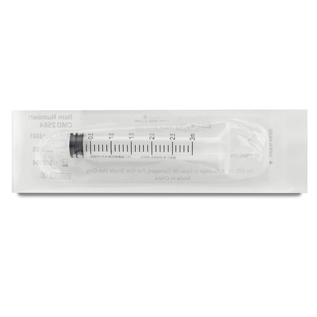 Alt view image 5 of 6 - 3ml Syringe - 100 Pack Luer Slip Tip, No Needle, Individually Blister Packed - Medicine Administration for Infants, Toddlers and Small Pets