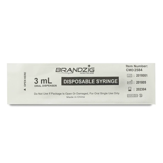 Alt view image 6 of 6 - 3ml Syringe - 100 Pack Luer Slip Tip, No Needle, Individually Blister Packed - Medicine Administration for Infants, Toddlers and Small Pets