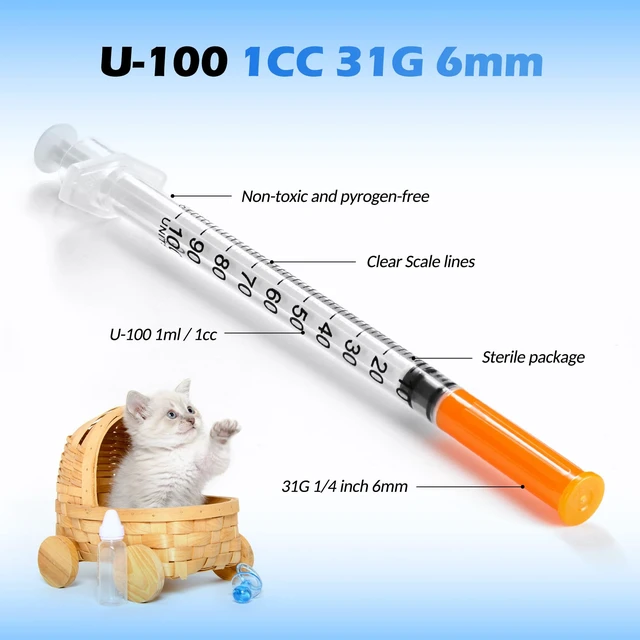 Alt view image 3 of 7 - Syringes 1ml 31 Gauge 1/4 inch U-100 31G 1cc 6mm Lab Syringe, Box of 100