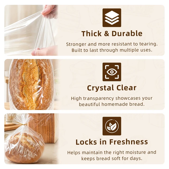 Alt view image 3 of 7 - 500Pcs Plastic Bread Bags for Homemade Bread and 550 Ties, 18 x 8 x 4 Inch Reusable Clear Loaf Bags, Adjustable, Perfect for Home Bakers and Bakeries