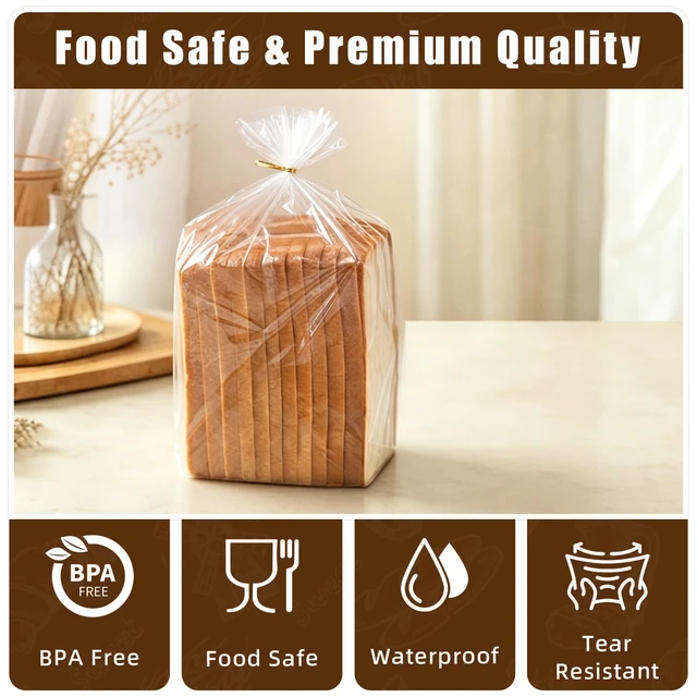 Alt view image 4 of 7 - 500Pcs Plastic Bread Bags for Homemade Bread and 550 Ties, 18 x 8 x 4 Inch Reusable Clear Loaf Bags, Adjustable, Perfect for Home Bakers and Bakeries