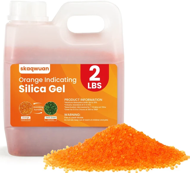 Main image of 2 LBS Orange Indicating Silica Gel Desiccant Beads, Industry Standard 3-5mm Reusable Desiccant, for 3D Printer Electronics Camera Jewelry Paintings