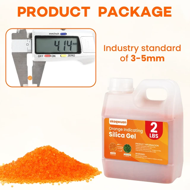 Alt view image 5 of 7 - 2 LBS Orange Indicating Silica Gel Desiccant Beads, Industry Standard 3-5mm Reusable Desiccant, for 3D Printer Electronics Camera Jewelry Paintings