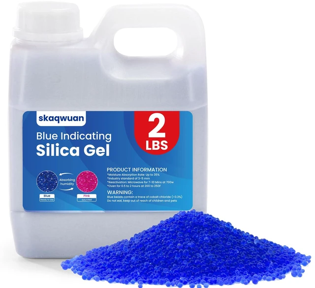 Main image of 2 LBS Blue Indicating Silica Gel Desiccant Beads, Industry Standard 3-5mm Reusable Desiccant, for 3D Printer Electronics Camera Jewelry Paintings
