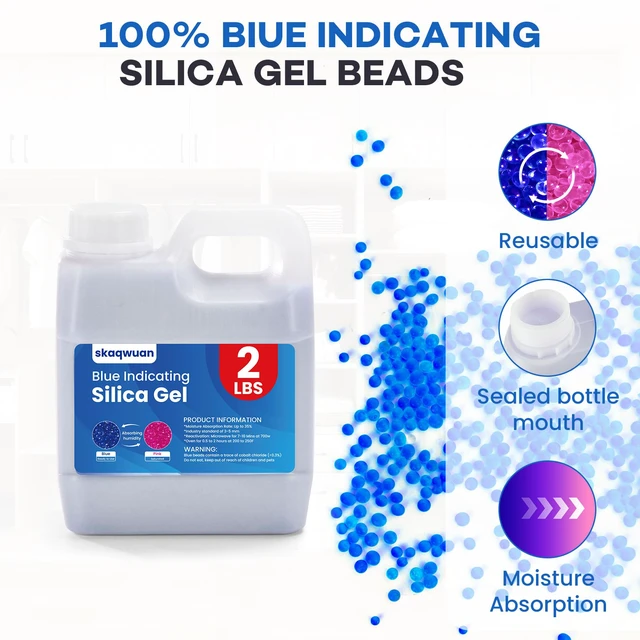 Alt view image 2 of 7 - 2 LBS Blue Indicating Silica Gel Desiccant Beads, Industry Standard 3-5mm Reusable Desiccant, for 3D Printer Electronics Camera Jewelry Paintings