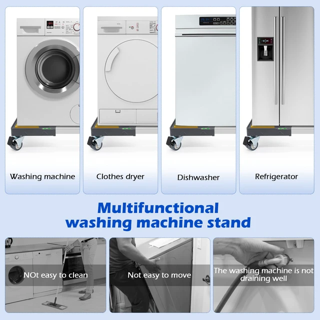Alt view image 3 of 7 - Heavy Duty Dolly for Washing Machine Adjustable Mini Fridge Stand washer Dryer Stand Mobile Roller Universal Dolly Cart with 4 Lockable Wheels Mobile Base Stand for Washer Dryer Refrigerator
