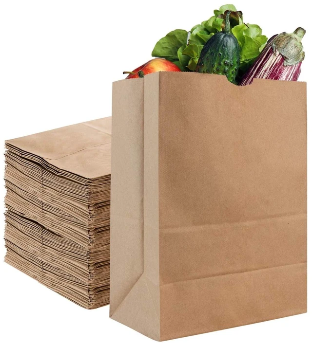 Main image of 52 lb Kraft Brown Paper Bags (50 Count) Bulk Large Grocery Bags for Shopping