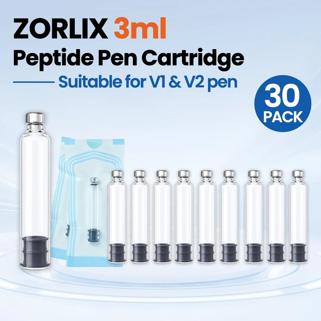 Alt view image 3 of 7 - 30 Pack 3ml Peptide Pen Cartridge 3ml Pen Cartridge compatible with V1 & V2 Pens, individually Wrapped