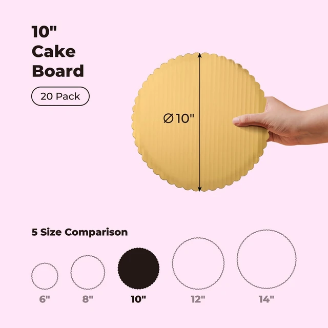 Alt view image 2 of 7 - 20 Pack Cake Boards, 10 Inch Round Gold Cake Circles, Disposable Pizza Circles Cake Pan Base Stand for Desserts and Pastries, Greaseproof Cardboard Cake Rounds for Cake DIY, Birthday