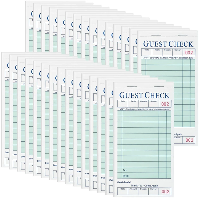 Main image of 30 Pack Server Books, Guest Check Books for Servers, Green