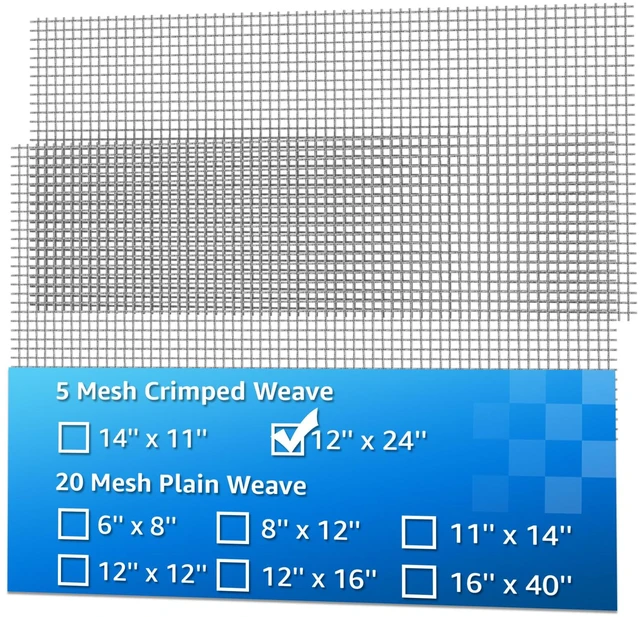 Main image of 2 Pack Wire Mesh 12x24 Inch, 5 Mesh Crimped Rustproof, Easy To Trim Hardware Cloth, Chicken Wire Mesh, Multi Purpose for Ventilation Cage Filtration Diy Works