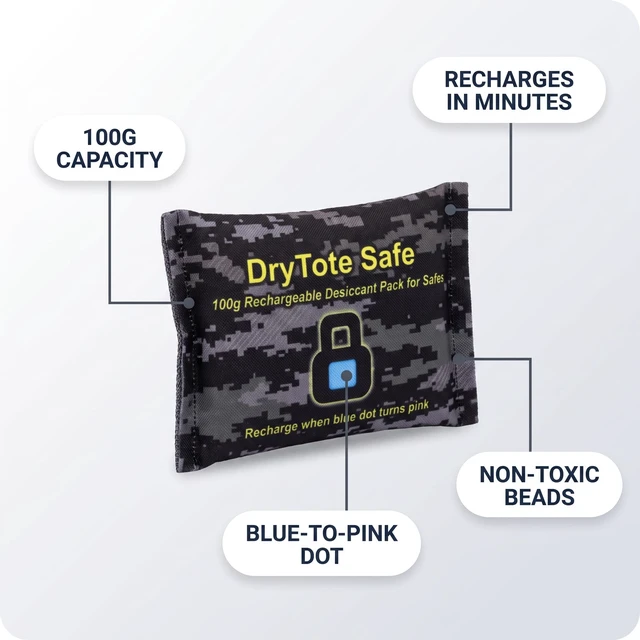 Alt view image 2 of 5 - Gun Safe Dehumidifier, Rechargeable Silica Gel Desiccant Packs (5 x 100g), Color Indicating Moisture Absorber for Gun Safes, Ammo Cans, Cabinets & Valuables, Reusable, No Power Needed