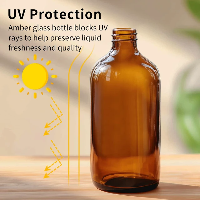 Alt view image 4 of 7 - 16oz Amber Glass Bottles with Polycone Caps for Kombucha, 15 Pack Brown Glass Containers for Vanilla Extract, Brewing, Storing Condiments, Essential Oils, and Homemade Solutions- Leak-Proof