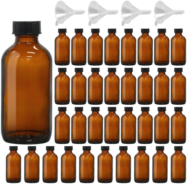 Main image of 4oz Amber Glass Boston Round Bottles for Vanilla Extract, 35Pack Brown Glass Bottles with Phenolic Polycone Caps, Airtight & Leak-Proof for Condiments, Essential Oils and Homemade Solutions