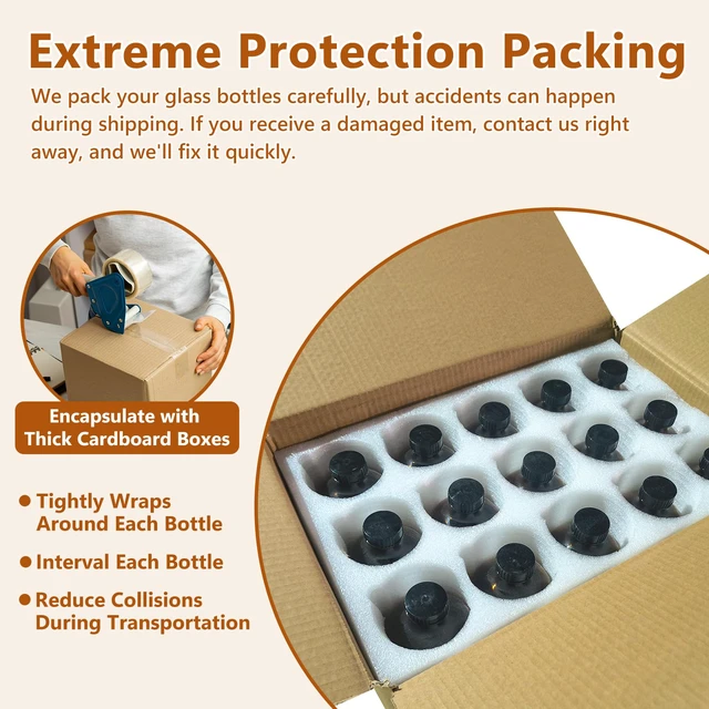 Alt view image 7 of 7 - 16oz Amber Glass Bottles with Polycone Caps for Kombucha, 15 Pack Brown Glass Containers for Vanilla Extract, Brewing, Storing Condiments, Essential Oils, and Homemade Solutions- Leak-Proof