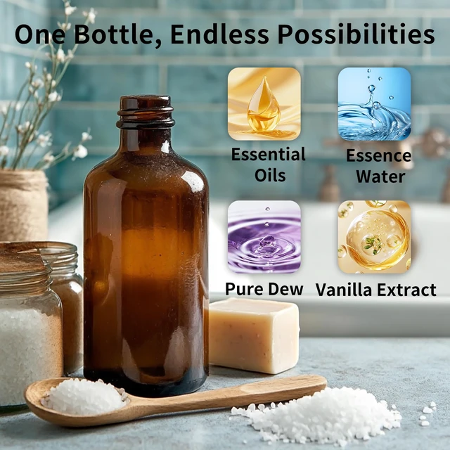 Alt view image 5 of 7 - 4oz Amber Glass Boston Round Bottles for Vanilla Extract, 35Pack Brown Glass Bottles with Phenolic Polycone Caps, Airtight & Leak-Proof for Condiments, Essential Oils and Homemade Solutions