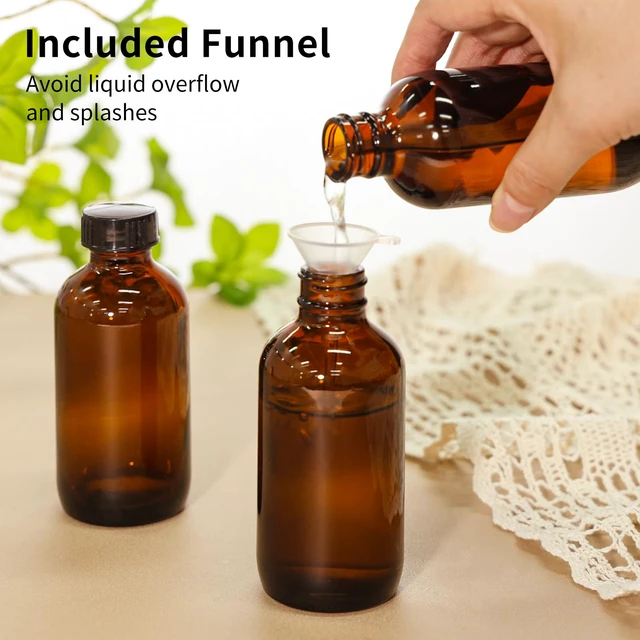 Alt view image 7 of 7 - 4oz Amber Glass Boston Round Bottles for Vanilla Extract, 35Pack Brown Glass Bottles with Phenolic Polycone Caps, Airtight & Leak-Proof for Condiments, Essential Oils and Homemade Solutions