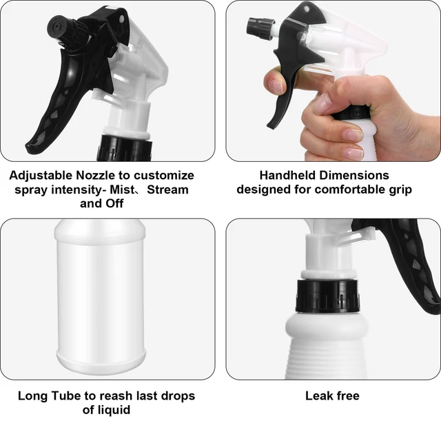 Alt view image 3 of 6 - 12 Pcs 16 Oz Plastic Spray Bottles Reusable adjustable sprayers for water, cleaners, plants and household tasks; bulk pack for home or commercial use