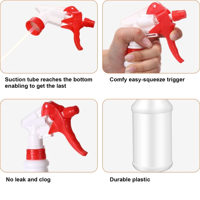 Alt view image 3 of 7 - 12 Pcs 16 Oz Plastic Spray Bottle, Adjustable Empty Reusable Sprayer for Cleaning, Planting, Water, Bathroom and Kitchen, BBQ, Commercial and Residential (Original,Red)