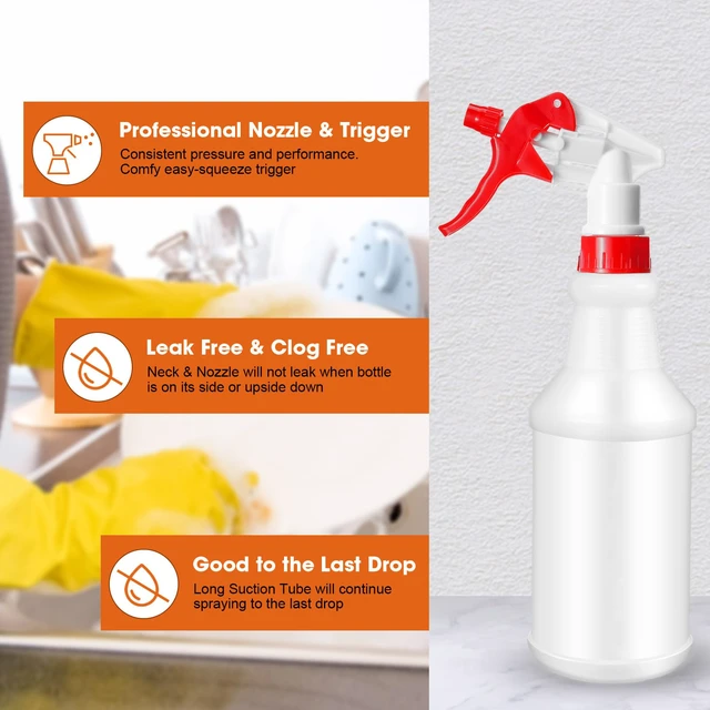 Alt view image 4 of 7 - 12 Pcs 16 Oz Plastic Spray Bottle, Adjustable Empty Reusable Sprayer for Cleaning, Planting, Water, Bathroom and Kitchen, BBQ, Commercial and Residential (Original,Red)