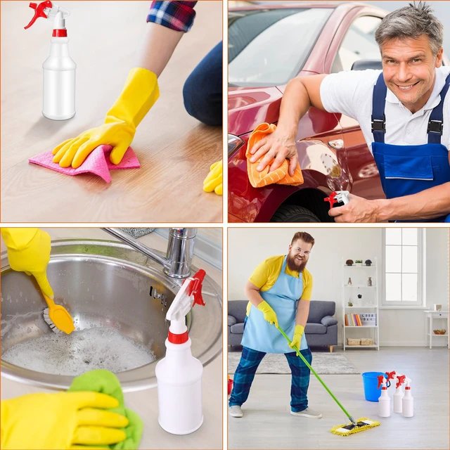 Alt view image 6 of 7 - 12 Pcs 16 Oz Plastic Spray Bottle, Adjustable Empty Reusable Sprayer for Cleaning, Planting, Water, Bathroom and Kitchen, BBQ, Commercial and Residential (Original,Red)