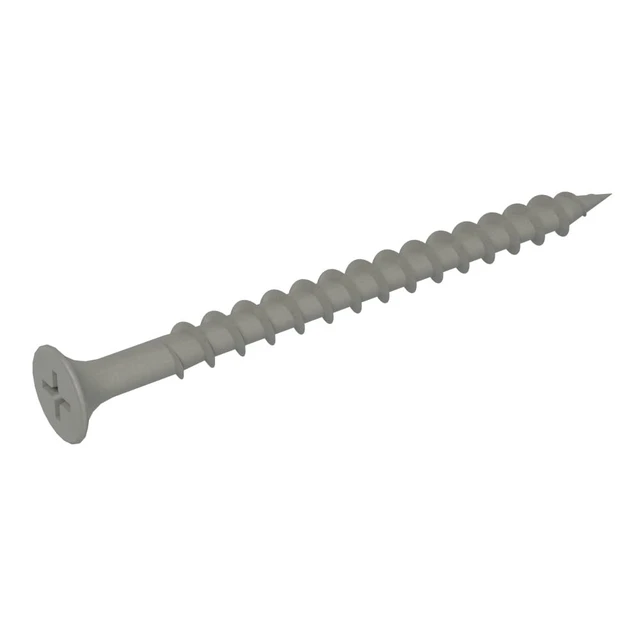 Alt view image 6 of 7 - Exterior Screws - Safe for Use in Treated Lumber - #2 Phillips Bugle Head - Coarse Thread Deck Screws - PrimeGuard Coating - 5lb Box - #9 x 2-1/2" - Gray - PTN212S5