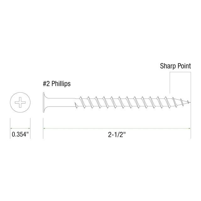 Alt view image 5 of 7 - Exterior Screws - Safe for Use in Treated Lumber - #2 Phillips Bugle Head - Coarse Thread Deck Screws - PrimeGuard Coating - 5lb Box - #9 x 2-1/2" - Gray - PTN212S5
