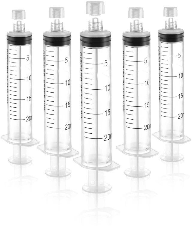 Main image of Luer Lock Syringe 20ml - Sterile Disposable Syringes 50 Pack Without Needles Individual Sealed Packaging