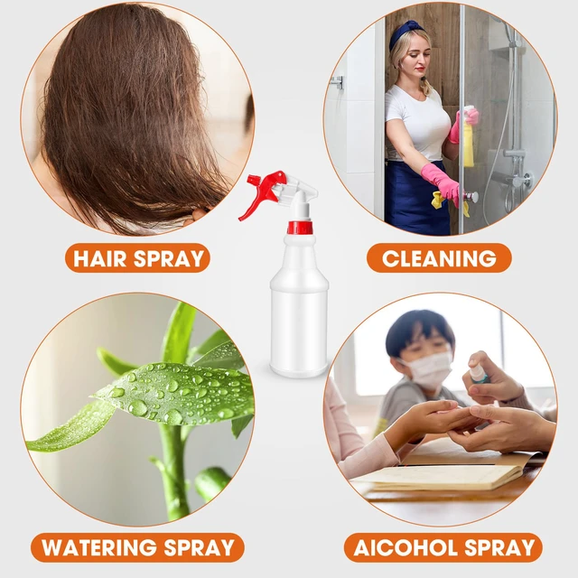 Alt view image 7 of 7 - 12 Pcs 16 Oz Plastic Spray Bottle, Adjustable Empty Reusable Sprayer for Cleaning, Planting, Water, Bathroom and Kitchen, BBQ, Commercial and Residential (Original,Red)
