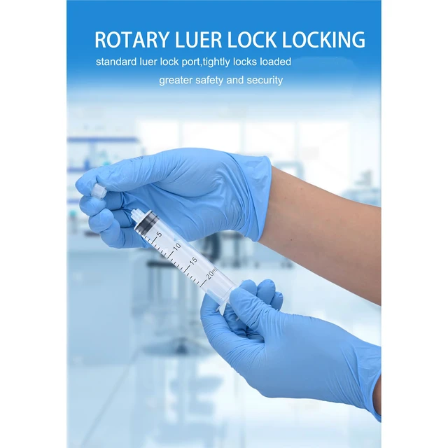 Alt view image 5 of 7 - Luer Lock Syringe 20ml - Sterile Disposable Syringes 50 Pack Without Needles Individual Sealed Packaging