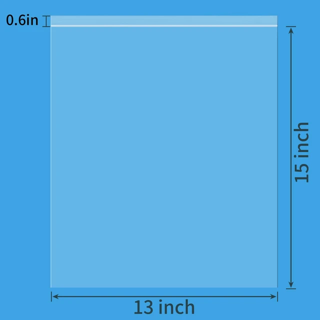 Alt view image 2 of 7 - 120 Count 13" x 15" Clear Plastic Shirt Bags, Resealable Poly Bags Large Zip Bags for T-Shirts, Pants, Clothing, Apparel, Business Shipping, Moving, Home Storage, and Gifts