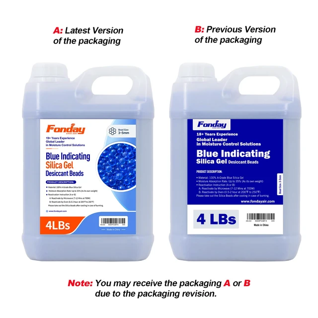 Alt view image 2 of 7 - 4LBS Premium Moisture Indicating Silica Gel Desiccant Beads (Blue) Rechargeable, Industry Standard Bead Size 3 to 5mm