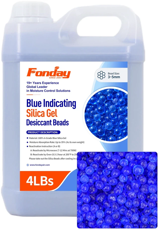 Main image of 4LBS Premium Moisture Indicating Silica Gel Desiccant Beads (Blue) Rechargeable, Industry Standard Bead Size 3 to 5mm