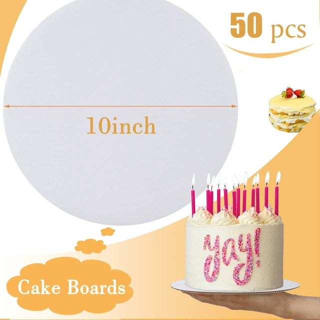 Alt view image 3 of 7 - Cake Boards 50 PCS, Cake Boards 10 Inch Round, Cardboard Cake Rounds, Disposable Cake Plates, Food Grade Cake Base Cake Tray Cake Circles, 10 Inch Cake Board White Cardboard Circles Round Base
