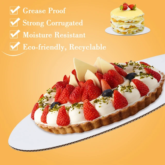 Alt view image 4 of 7 - Cake Boards 50 PCS, Cake Boards 10 Inch Round, Cardboard Cake Rounds, Disposable Cake Plates, Food Grade Cake Base Cake Tray Cake Circles, 10 Inch Cake Board White Cardboard Circles Round Base